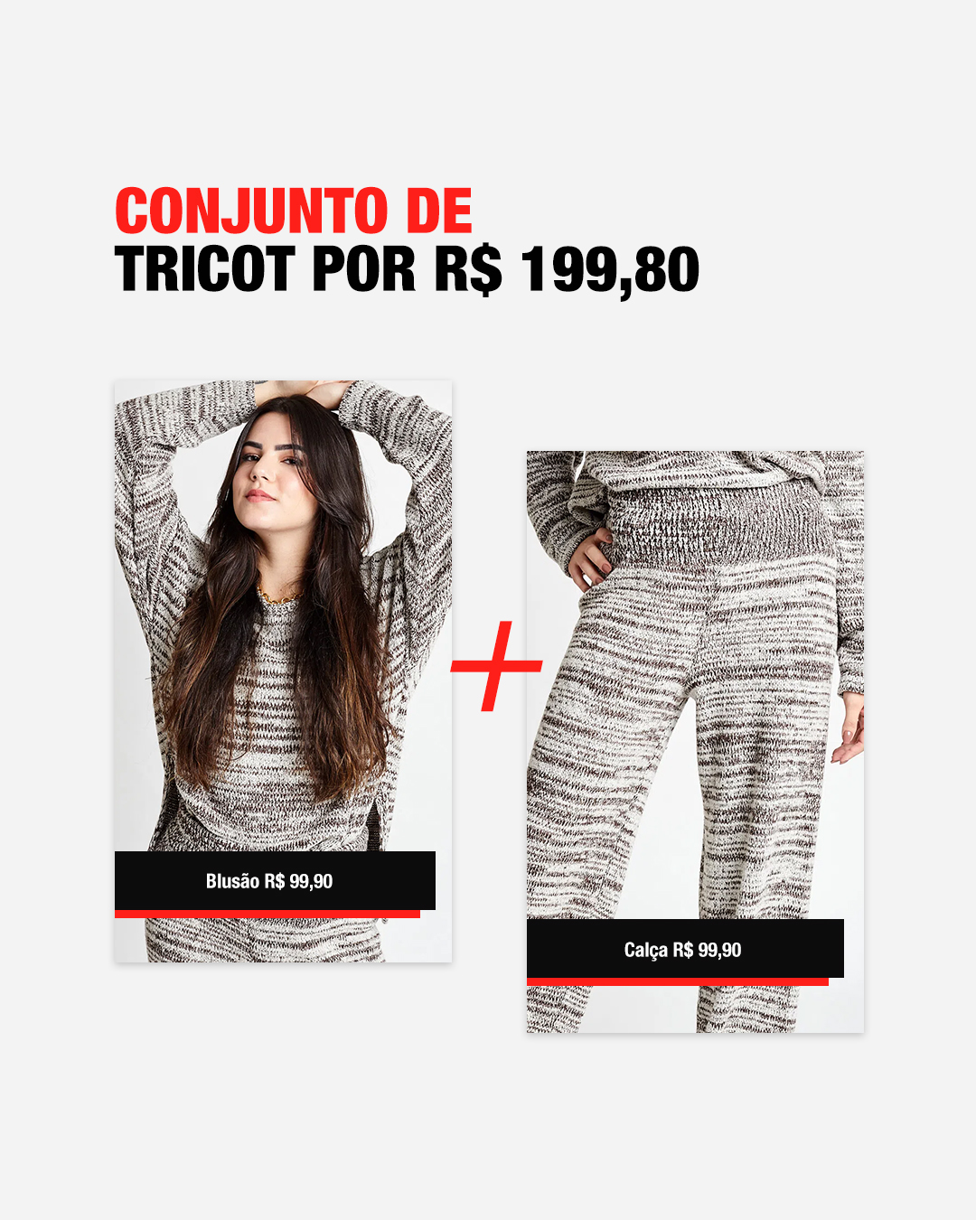conjunto de tricot feminino na promoção