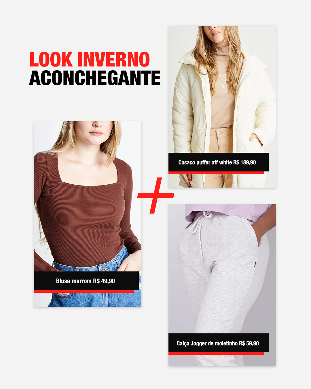 look de inverno feminino com jaqueta puffer offwhite