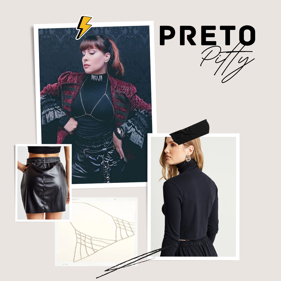 colagem de look preto da pitty para o dia do rock